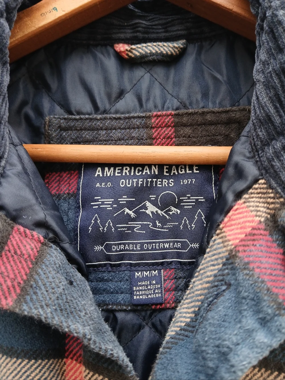 Vintage American Eagle Plaid Flannel Shacket Jacket Lined
